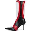 imageFSJ Women Stiletto Heel Knee High Boots Sexy Pointed Toe Animal Abdomen Multicolor Soft Leather High Heels Stretch Fashion Shoes Size 416 USRedblackwhite