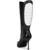imageFSJ Women Stiletto Heel Knee High Boots Sexy Pointed Toe Animal Abdomen Multicolor Soft Leather High Heels Stretch Fashion Shoes Size 416 USWhiteBlack