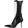 imageFSJ Women Stiletto Heel Knee High Boots Sexy Pointed Toe Animal Abdomen Multicolor Soft Leather High Heels Stretch Fashion Shoes Size 416 USWhiteBlack