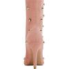 imageFSJ Women Studded Stiletto High Heel Over the Knee Boots Pointed Toe Side Zipper Thigh High Boot Long Fall Winter Sexy Stretch Suede Shoes Size 416 USPink