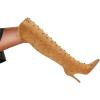 imageFSJ Women Studded Stiletto High Heel Over the Knee Boots Pointed Toe Side Zipper Thigh High Boot Long Fall Winter Sexy Stretch Suede Shoes Size 416 USBrown