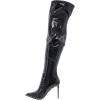 imageFSJ Women Thigh High Boots High Stiletto Heels Side Zipper Glossy Leather Stretch Sexy Over the Knee Boots Pointed Toe Studded Fashion Shoes Size 416 USBlack