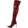 imageFSJ Women Thigh High Boots High Stiletto Heels Side Zipper Glossy Leather Stretch Sexy Over the Knee Boots Pointed Toe Studded Fashion Shoes Size 416 USRed