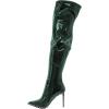 imageFSJ Women Thigh High Boots High Stiletto Heels Side Zipper Glossy Leather Stretch Sexy Over the Knee Boots Pointed Toe Studded Fashion Shoes Size 416 USGreen