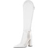 imageFSJ Women Elegant Pointed Toe Chunky High Heel Mesh Knee High Long Boots Back Zipper Summer Casual Morden Ladies Shoes Size 415 USWhite