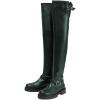 imageFSJ Women Fashion Over the Knee Boots Round Toe Thigh High Thick Heel Flat Boots Sexy Slip On Stretch Leather with Zipper Winter Riding Long Boots Size 415 USDark Green