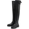 imageFSJ Women Fashion Over the Knee Boots Round Toe Thigh High Thick Heel Flat Boots Sexy Slip On Stretch Leather with Zipper Winter Riding Long Boots Size 415 USBlack
