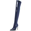imageFSJ Women Fashion Pointed Toe Stiletto High Heels Over the Knee Boots Rhinestone Glossy Leather Heeled Boots with Zipper Size 415 USBlue