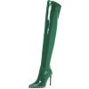 imageFSJ Women Fashion Pointed Toe Stiletto High Heels Over the Knee Boots Rhinestone Glossy Leather Heeled Boots with Zipper Size 415 USGreen
