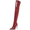 imageFSJ Women Fashion Pointed Toe Stiletto High Heels Over the Knee Boots Rhinestone Glossy Leather Heeled Boots with Zipper Size 415 USRed