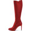 imageFSJ Women Knee High Long Boots Round Toe Stiletto Heel Winter Riding Boots Side Zipper Size 415 USRed