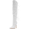 imageFSJ Women Lace Up Over the Knee Boots Stiletto High Heel Pointed Toe Thigh High Sexy Party Dress Long Boots Size 416 USWhite