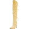imageFSJ Women Lace Up Over the Knee Boots Stiletto High Heel Pointed Toe Thigh High Sexy Party Dress Long Boots Size 416 USYellow