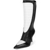 imageFSJ Women Stiletto Heel Knee High Boots Sexy Pointed Toe Animal Abdomen Multicolor Soft Leather High Heels Stretch Fashion Shoes Size 416 USWhiteBlack