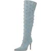 imageFSJ Women Studded Stiletto High Heel Over the Knee Boots Pointed Toe Side Zipper Thigh High Boot Long Fall Winter Sexy Stretch Suede Shoes Size 416 USBlue