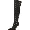 imageFSJ Women Studded Stiletto High Heel Over the Knee Boots Pointed Toe Side Zipper Thigh High Boot Long Fall Winter Sexy Stretch Suede Shoes Size 416 USBlack