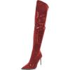 imageFSJ Women Thigh High Boots High Stiletto Heels Side Zipper Glossy Leather Stretch Sexy Over the Knee Boots Pointed Toe Studded Fashion Shoes Size 416 USRed
