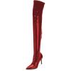 imageFSJ Women Thigh High Long Boots Over The Knee Pointed Toe Fashion High Heels ShoesRed