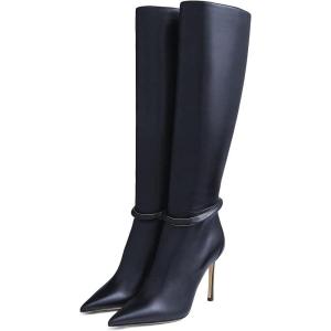 imageFSJ Women Fashion Pointed Toe Stiletto High Heel Knee High Boots Classic Side Zipper Party Dress Ladies Shoes Size 415 USNavy