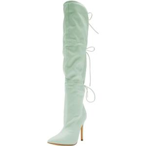 imageFSJ Women Lace Up Over the Knee Boots Stiletto High Heel Pointed Toe Thigh High Sexy Party Dress Long Boots Size 416 USLight Green