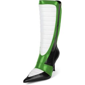 imageFSJ Women Stiletto Heel Knee High Boots Sexy Pointed Toe Animal Abdomen Multicolor Soft Leather High Heels Stretch Fashion Shoes Size 416 USGreenblackwhite