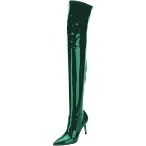 imageFSJ Women Thigh High Long Boots Over The Knee Pointed Toe Fashion High Heels ShoesGreen