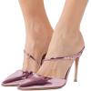 imageFSJ Women Chic Pointy Toe Mules Stiletto High Heels Sandals Strappy Slide Dress Party Wedding Shoes with Buckle Size 415 USPurple