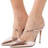 imageFSJ Women Chic Pointy Toe Mules Stiletto High Heels Sandals Strappy Slide Dress Party Wedding Shoes with Buckle Size 415 USRose Gold