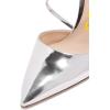 imageFSJ Women Chic Pointy Toe Mules Stiletto High Heels Sandals Strappy Slide Dress Party Wedding Shoes with Buckle Size 415 USSilver