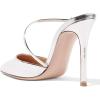 imageFSJ Women Chic Pointy Toe Mules Stiletto High Heels Sandals Strappy Slide Dress Party Wedding Shoes with Buckle Size 415 USSilver