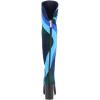 imageFSJ Women Closed Toe Chunky Heel Long Boots Colorful Printed Stretchy Knee High Boots Back Zipper Novel Party Dress Shoes Size 416 USMulticolorblue