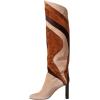 imageFSJ Women Closed Toe Chunky Heel Long Boots Colorful Printed Stretchy Knee High Boots Back Zipper Novel Party Dress Shoes Size 416 USMulticolorbrown