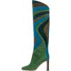 imageFSJ Women Closed Toe Chunky Heel Long Boots Colorful Printed Stretchy Knee High Boots Back Zipper Novel Party Dress Shoes Size 416 USMulticolorgreen