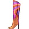 imageFSJ Women Closed Toe Chunky Heel Long Boots Colorful Printed Stretchy Knee High Boots Back Zipper Novel Party Dress Shoes Size 416 USMulticolorpink