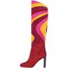 imageFSJ Women Closed Toe Chunky Heel Long Boots Colorful Printed Stretchy Knee High Boots Back Zipper Novel Party Dress Shoes Size 416 USMulticolorred