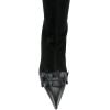 imageFSJ Women Elegant Knee High Long Boots Closed Toe Mid Kitten Heels Fashion Ruffles Shoes Size 415 USBlack