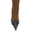 imageFSJ Women Elegant Knee High Long Boots Closed Toe Mid Kitten Heels Fashion Ruffles Shoes Size 415 USBrown