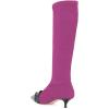 imageFSJ Women Elegant Knee High Long Boots Closed Toe Mid Kitten Heels Fashion Ruffles Shoes Size 415 USFushcia