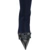 imageFSJ Women Elegant Knee High Long Boots Closed Toe Mid Kitten Heels Fashion Ruffles Shoes Size 415 USNavy