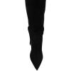 imageFSJ Women Elegant Pointed Closed Toe Knee High Long Boot Pull On Mid Heels Booties Faux Suede Dress Casual Ladies Shoes With Bow Size 415 USBlack