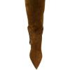 imageFSJ Women Elegant Pointed Closed Toe Knee High Long Boot Pull On Mid Heels Booties Faux Suede Dress Casual Ladies Shoes With Bow Size 415 USBrown