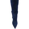 imageFSJ Women Elegant Pointed Closed Toe Knee High Long Boot Pull On Mid Heels Booties Faux Suede Dress Casual Ladies Shoes With Bow Size 415 USDark Blue