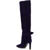 imageFSJ Women Elegant Pointed Closed Toe Knee High Long Boot Pull On Mid Heels Booties Faux Suede Dress Casual Ladies Shoes With Bow Size 415 USDark Purple