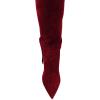 imageFSJ Women Elegant Pointed Closed Toe Knee High Long Boot Pull On Mid Heels Booties Faux Suede Dress Casual Ladies Shoes With Bow Size 415 USWine Red