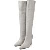 imageFSJ Women Over the Knee Boots Wedge Heel Pointed Toe Thigh High Booties with Side Zipper Comfortable Thick High Heel Trendy Ladies Prom Club Long Boots Size 415 USAshy
