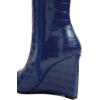 imageFSJ Women Over the Knee Boots Wedge Heel Pointed Toe Thigh High Booties with Side Zipper Comfortable Thick High Heel Trendy Ladies Prom Club Long Boots Size 415 USBlue