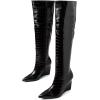 imageFSJ Women Over the Knee Boots Wedge Heel Pointed Toe Thigh High Booties with Side Zipper Comfortable Thick High Heel Trendy Ladies Prom Club Long Boots Size 415 USBlack