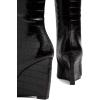 imageFSJ Women Over the Knee Boots Wedge Heel Pointed Toe Thigh High Booties with Side Zipper Comfortable Thick High Heel Trendy Ladies Prom Club Long Boots Size 415 USBlack