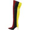 imageFSJ Women Over the Knee Thigh High Boots Sexy Pointed Toe Stiletto High Heel Multicolor Long Stretch Suede Nightclub Party Dress Shoes Size 416 USBlack Red and Yellow