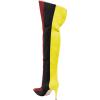 imageFSJ Women Over the Knee Thigh High Boots Sexy Pointed Toe Stiletto High Heel Multicolor Long Stretch Suede Nightclub Party Dress Shoes Size 416 USBlack Red and Yellow